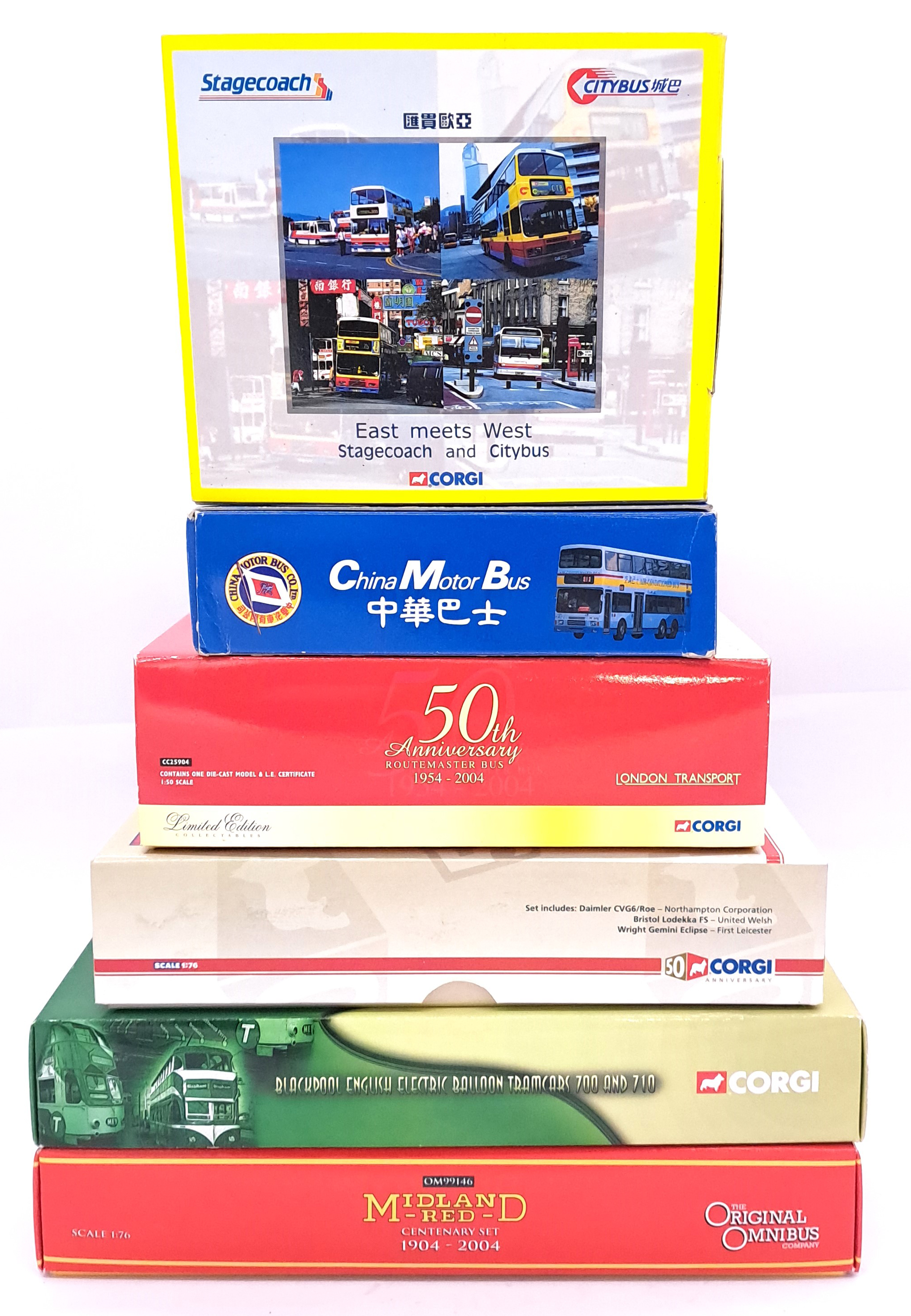 Corgi, a boxed bus group comprising of multi vehicle gift sets