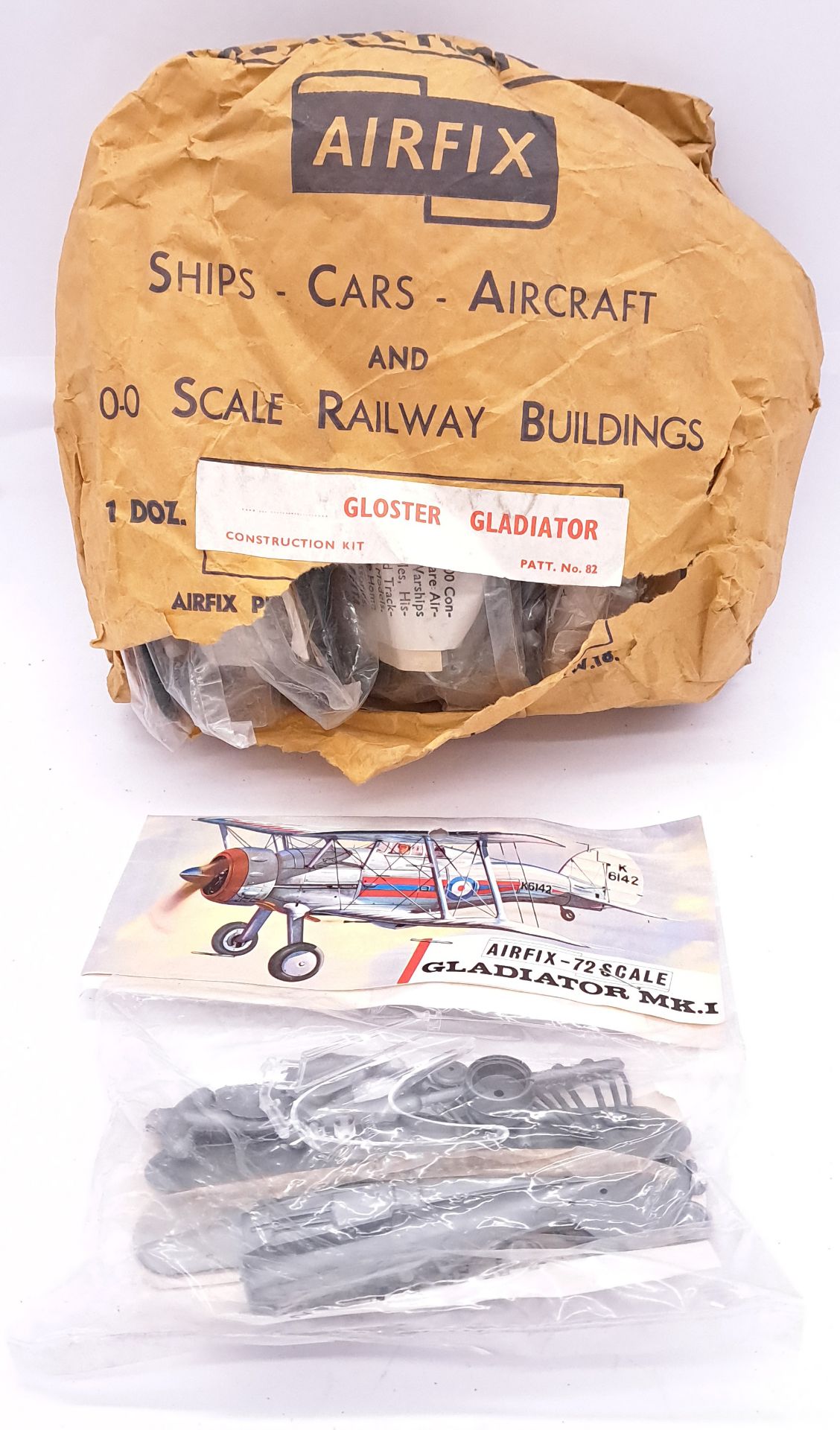 Airfix c1960’s ORIGINAL TRADE BAG complete with Bagged Type 3 “Gloster Gladiator” Kits