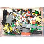 Lego a large unboxed quantity of loose items to include various colour parts, part built models, ...