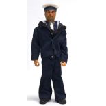 Palitoy Vintage Action Man Sailor, blonde flock hair and beard, blue pants, eagle-eyes, gripping ...