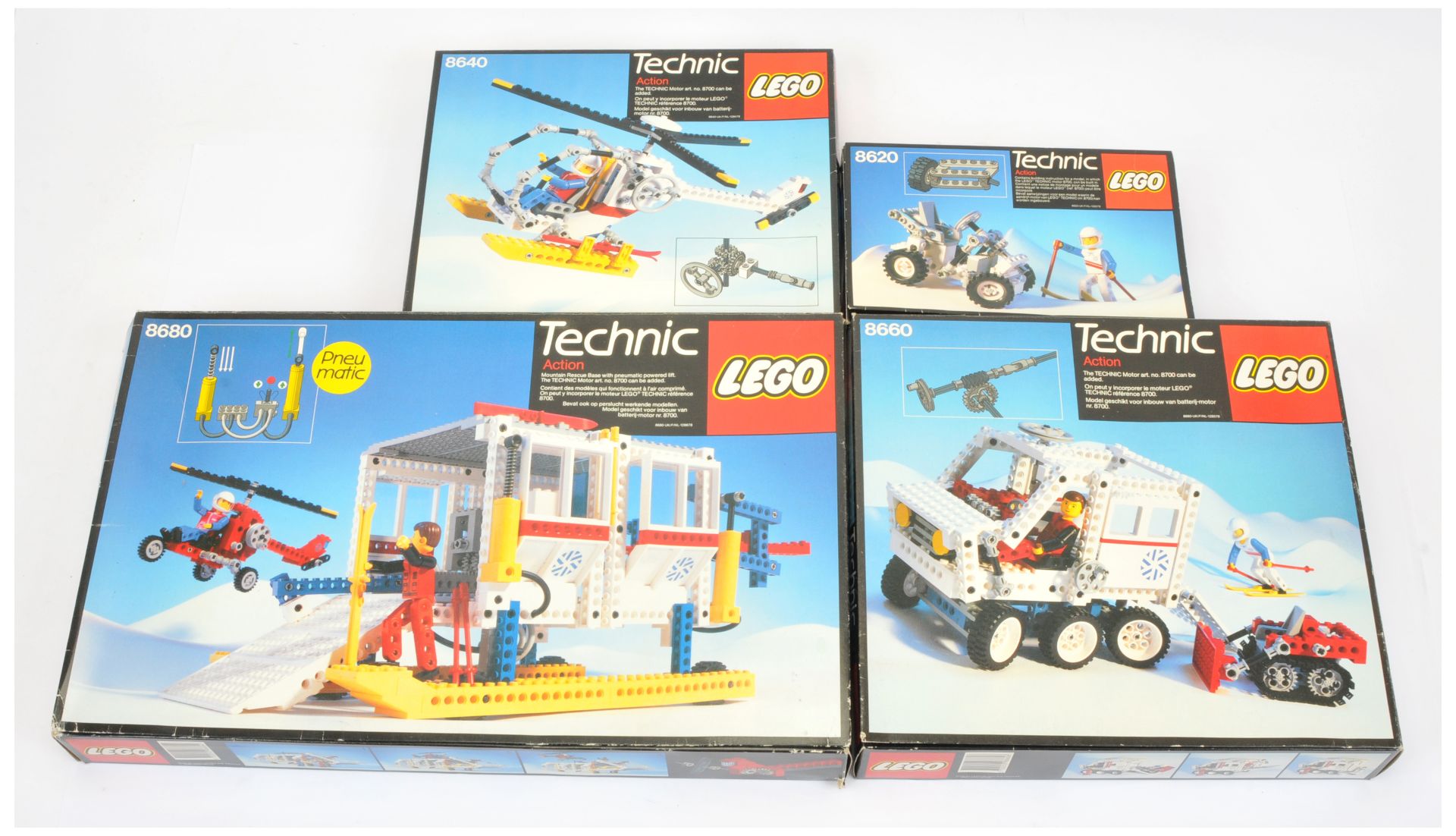 Lego Technic a boxed group to include No.8620, No.8640, No.8660, No.8680. All are unchecked for c...