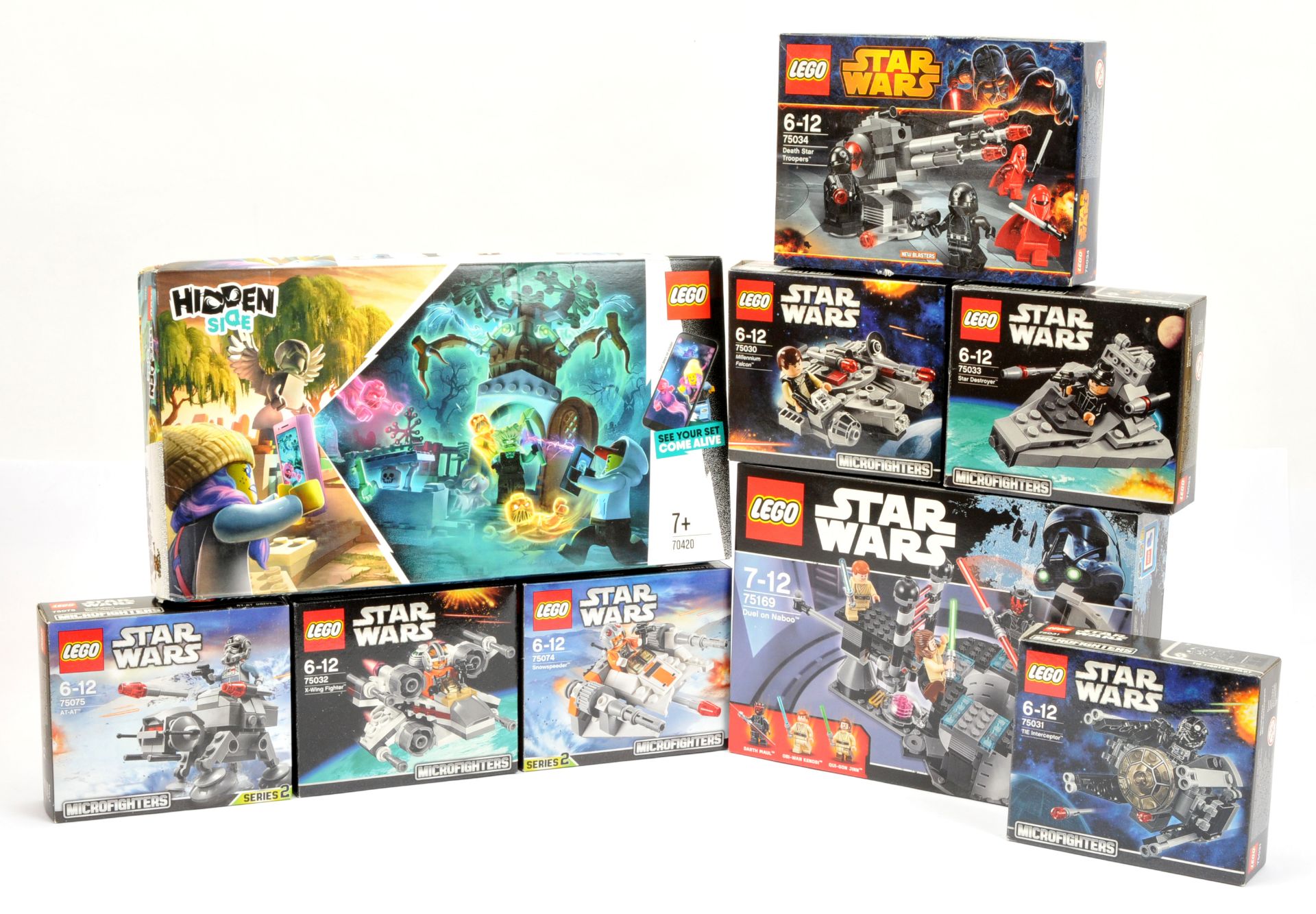 Lego group of boxed sets (1) 70420 Hidden Side (2) 75169 Star Wars - Duel On Naboo (3) 75034 Deat...