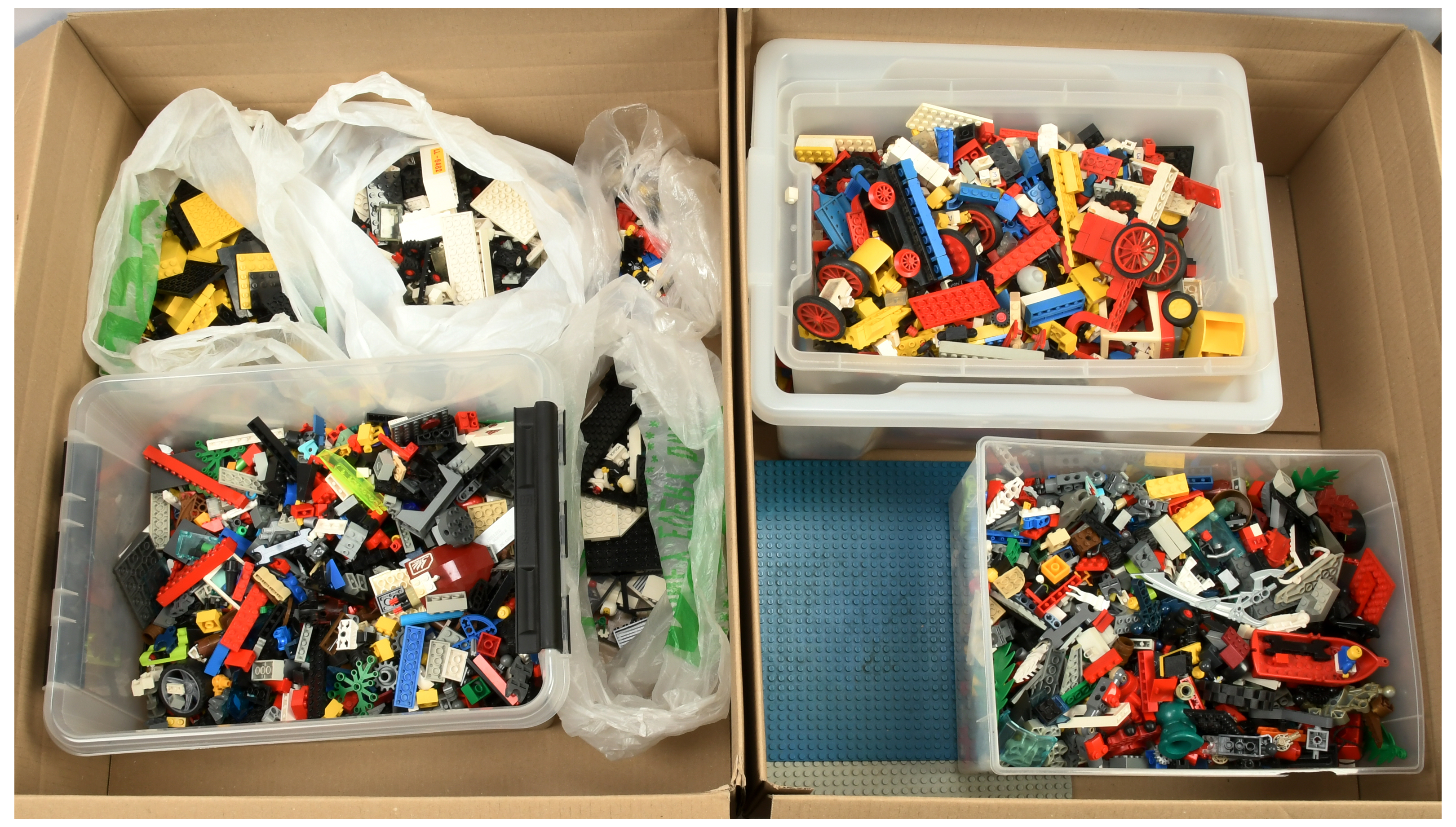 Lego a selction of loose parts & baseplates including Classic Police & Fire - instructions for 63...