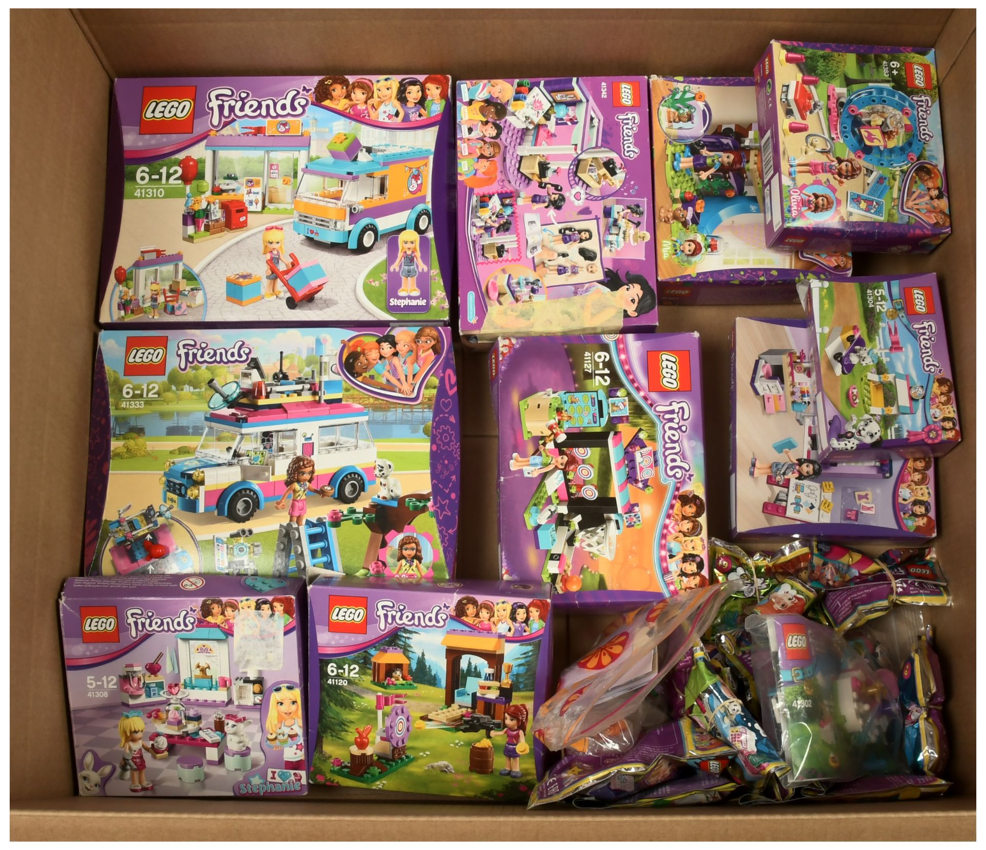 Lego Friends Group to include 41333 Olivia's Mission Vehicle; 41310 Heartlake Gift Delivery plus ...