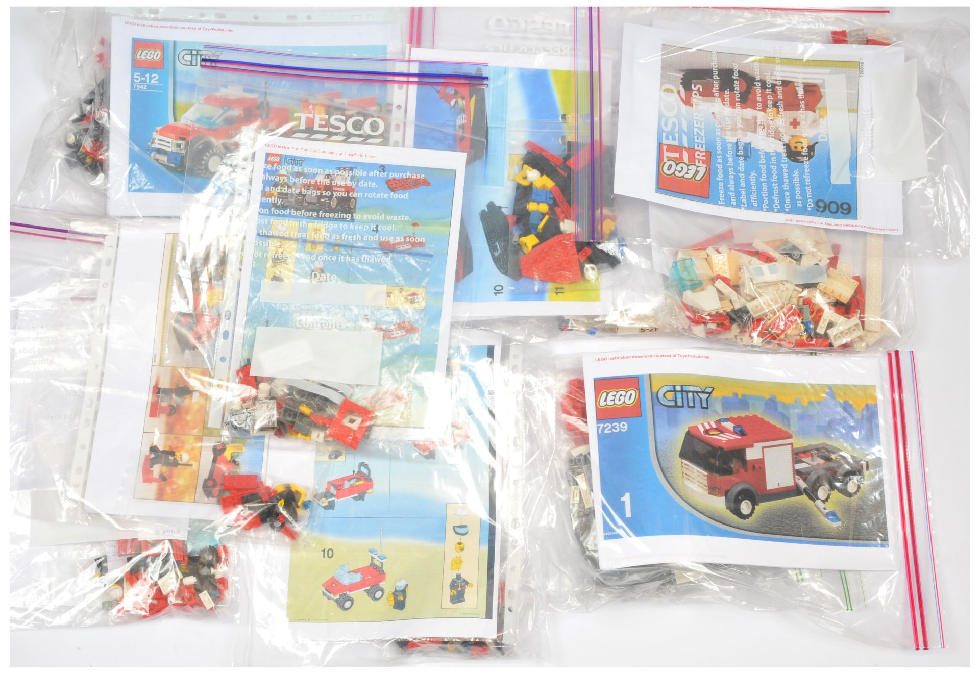 Lego Emergency group to include 606 Ambulance; 653 Legoland; 6679 Fire Boat; 7239 Fire Engine; 63...