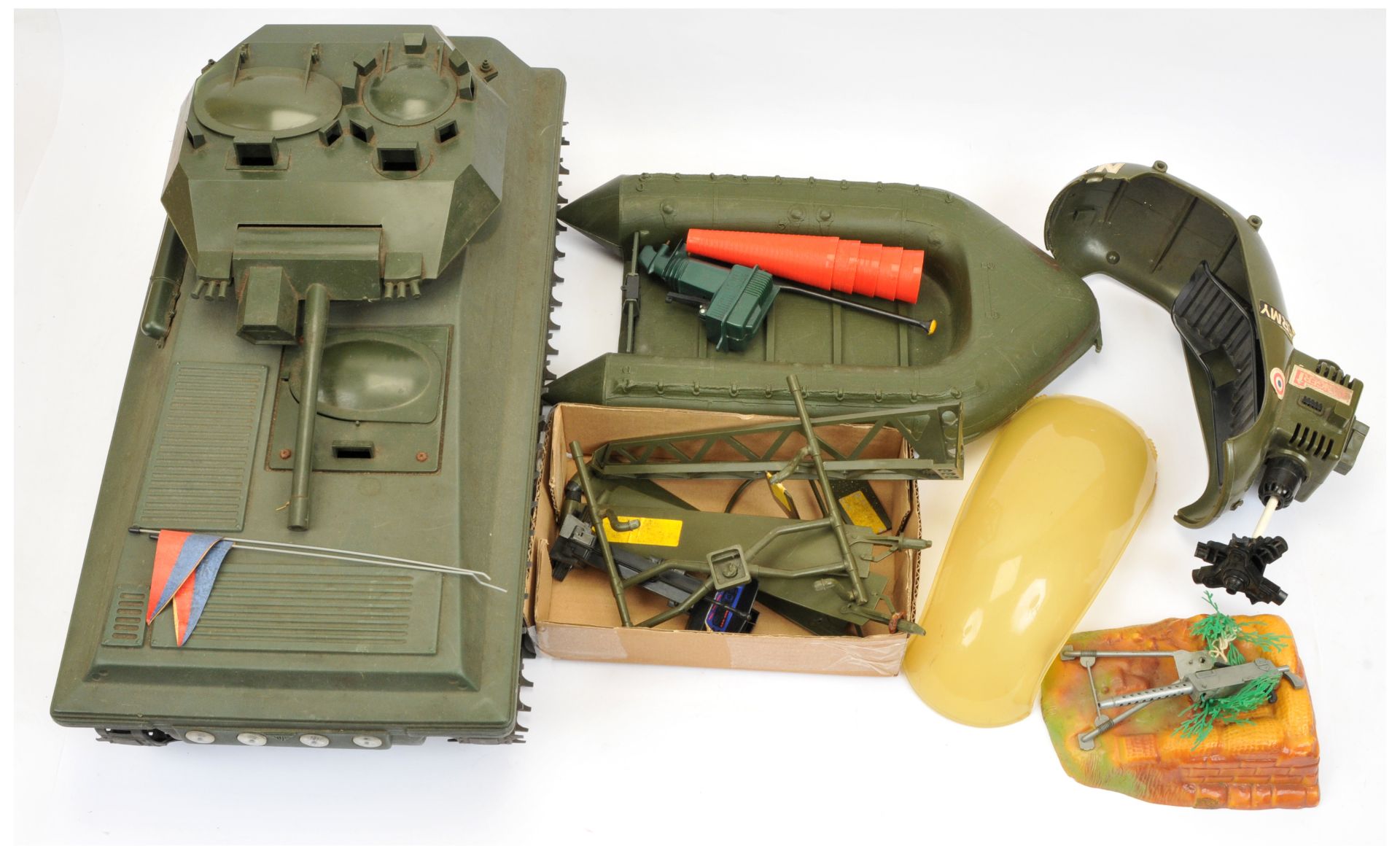 Palitoy Action Man Vintage group of unboxed vehicles/sets including (1) Scorpion Tank, with 2 x f...