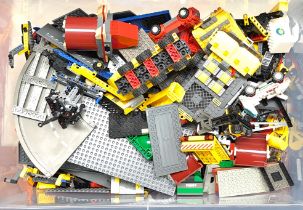 Lego a large unboxed quantity of loose items to include various colour parts, part built models, ...