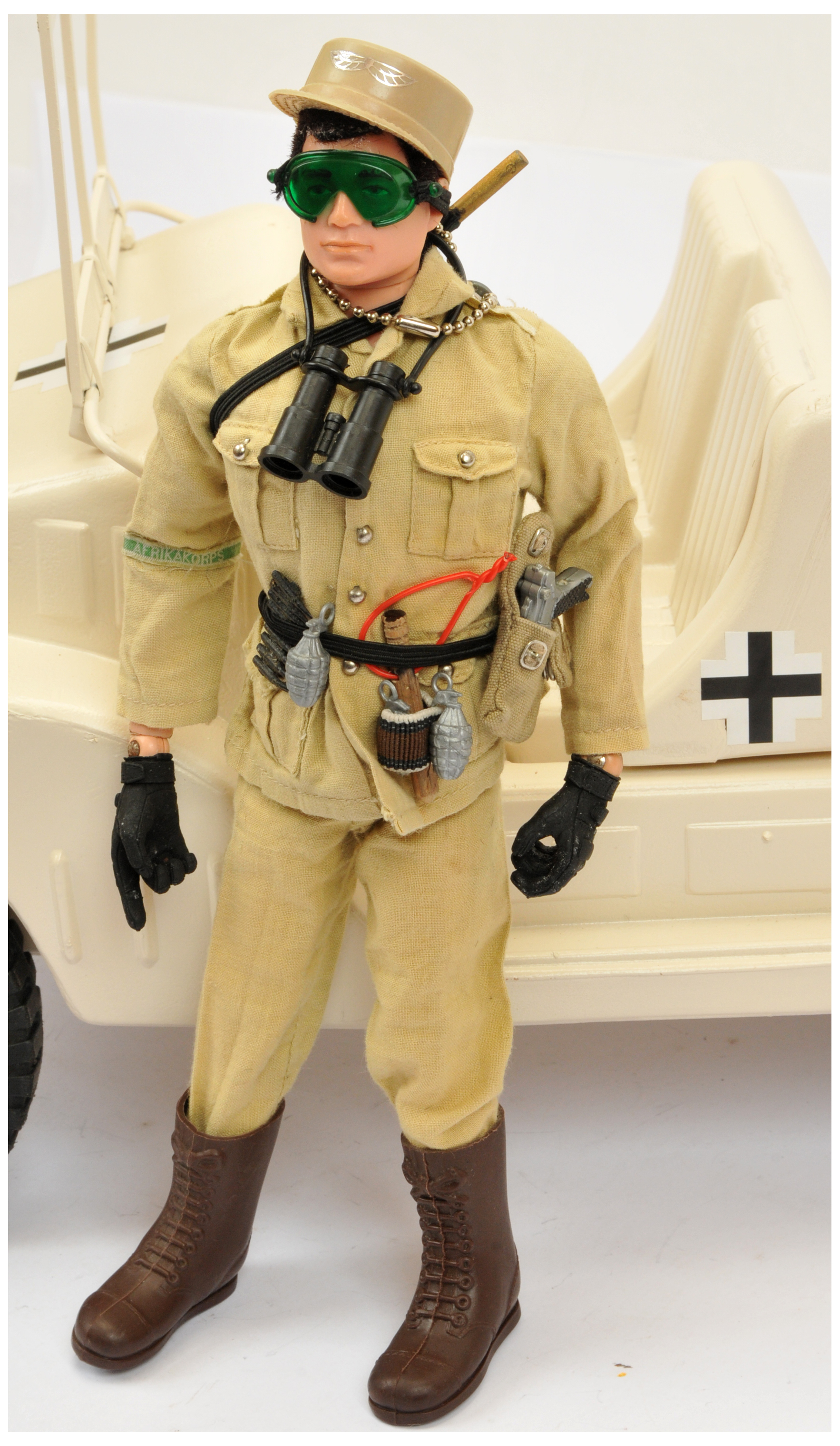 Palitoy Vintage Action Man pair includes (1) loose flock head figure, dressed in the German Afrik... - Image 2 of 2