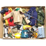 Palitoy Action Man vintage loose clothing/accessories to include guns, various part outfits, helm...