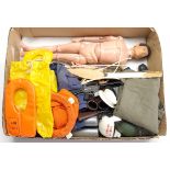 Palitoy Action Man vintage, unboxed group to include undressed flock head figure plus various acc...