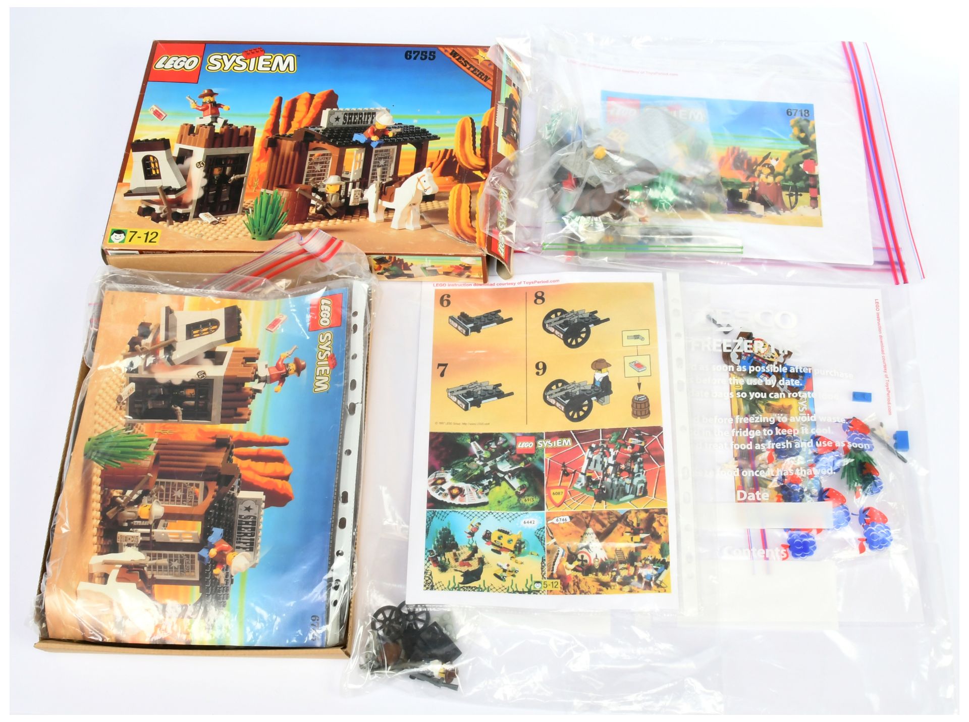 Lego Western 6755 Sheriff's Lock-Up- loose pieces in bags with instruction book, Good Plus to Exc...
