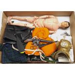 Palitoy Action Man vintage, unboxed group to include undressed flock head figure, plus various ac...