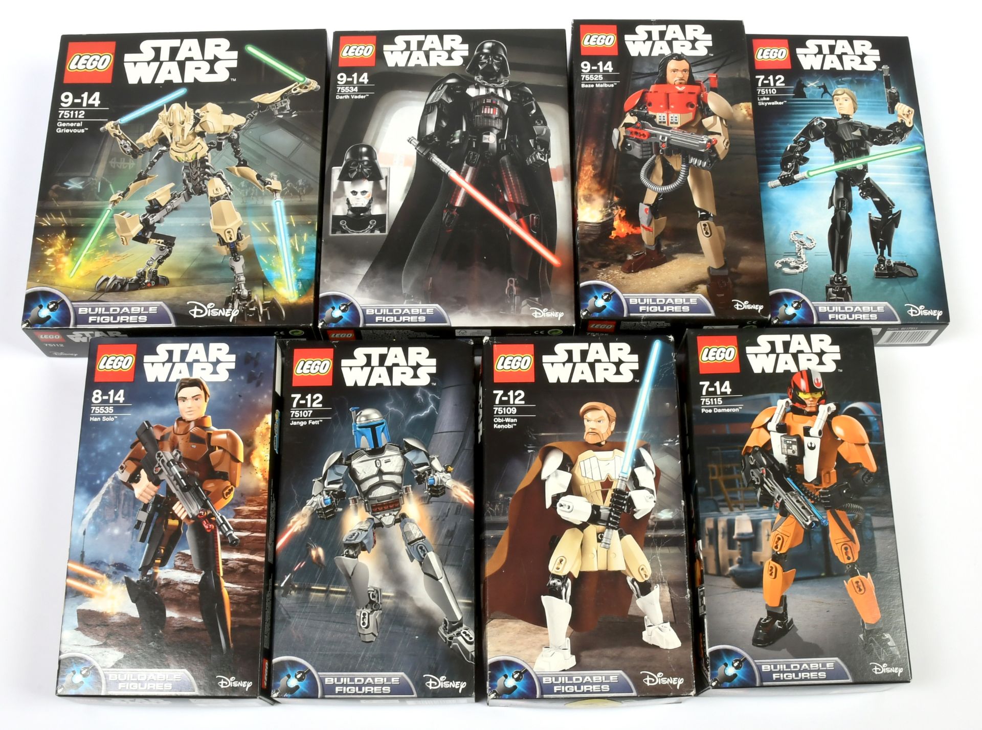 Lego Star Wars Buildable Figures x 8, includes 75110 Luke Skywalker, 75112 General Grievous, 7553...
