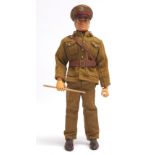 Palitoy Vintage Action Man Camp Kommandant, blonde flock hair, blue pants, eagle-eyes, gripping h...