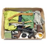 Palitoy Action Man vintage loose clothing/accessories to include guns, various part outfits, helm...