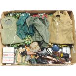 Palitoy Action Man vintage loose clothing/accessories to include guns, various part outfits, helm...