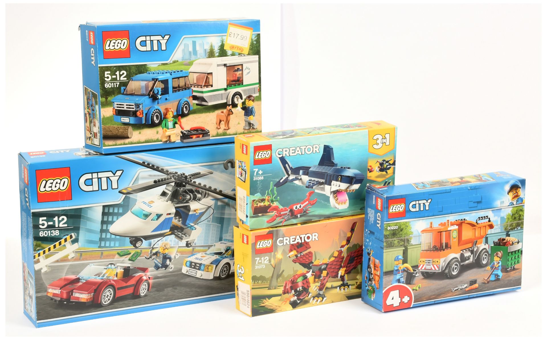 Lego Boxed Group (1) City 60138 Police Helicopter Chase (2) 60220 Garbage Collection(3) 60117 Van...