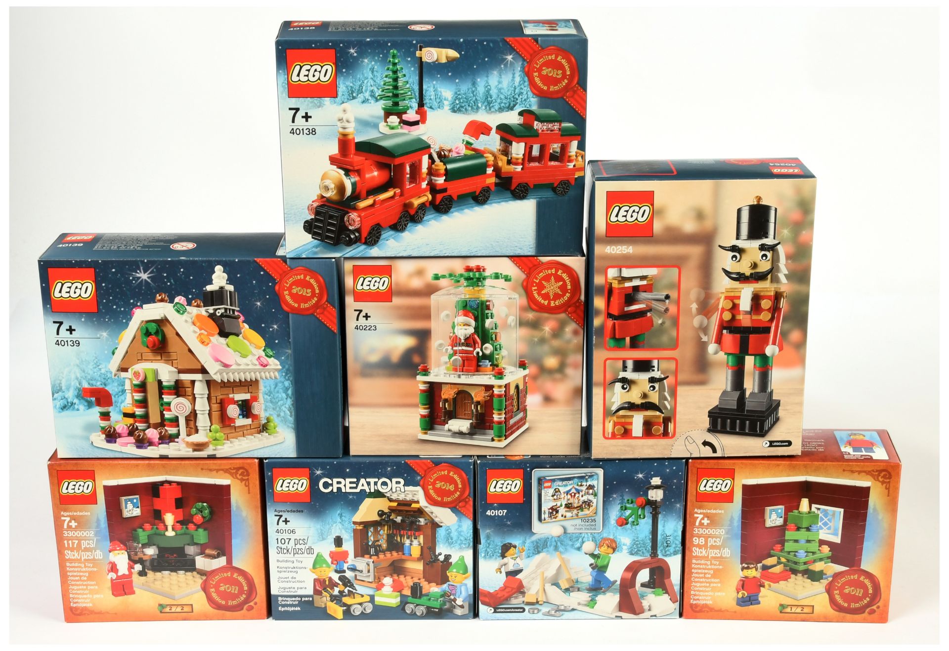 Lego festive sets x 8 includes 40138 Christmas Train, 40139 Gingerbread House, 40223 Snow Globe, ...