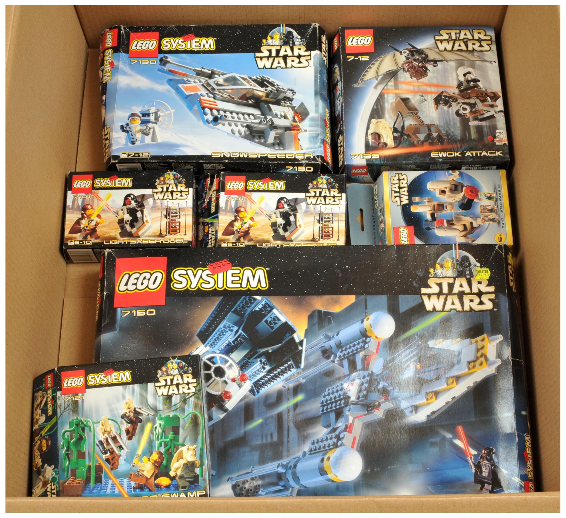 Lego Star Wars mixed boxed group to include 7150 Tie Fighter & Y-Wing; 7130 Snowspeeder; 7139 Ewo...