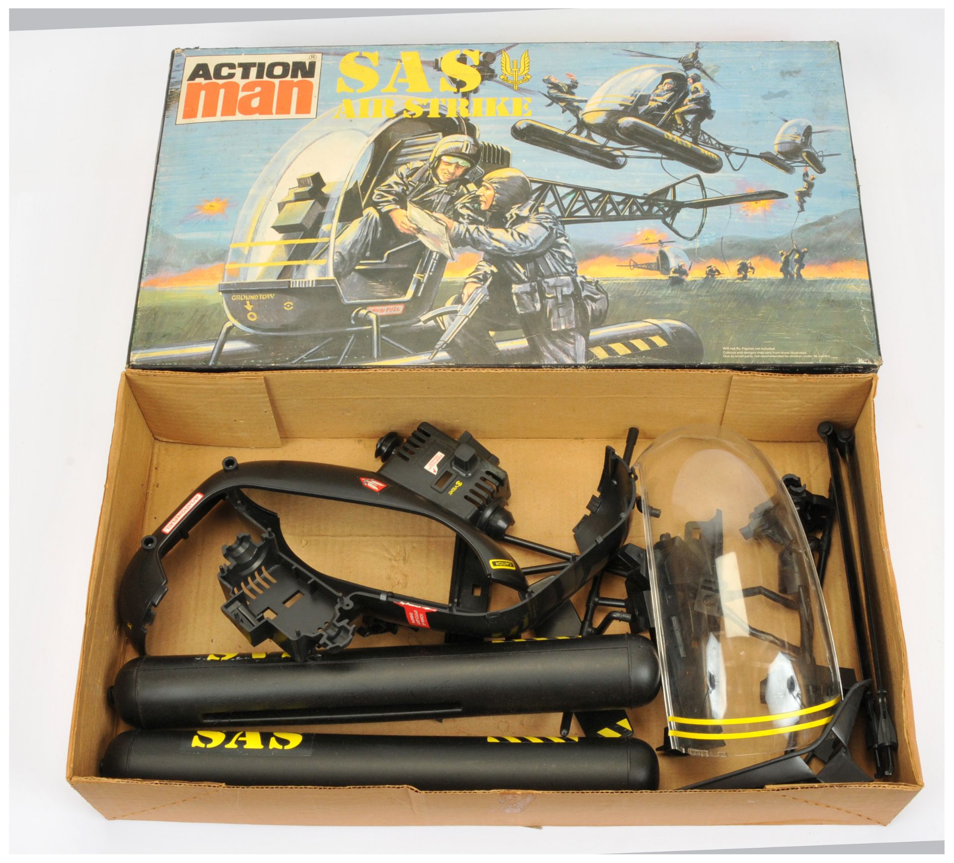 Palitoy Action Man Vintage SAS Air Strike comprising snap-together Helicopter with rotor blade ac...