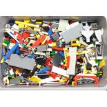 Lego a large unboxed quantity of loose items to include various colour parts, part built models, ...