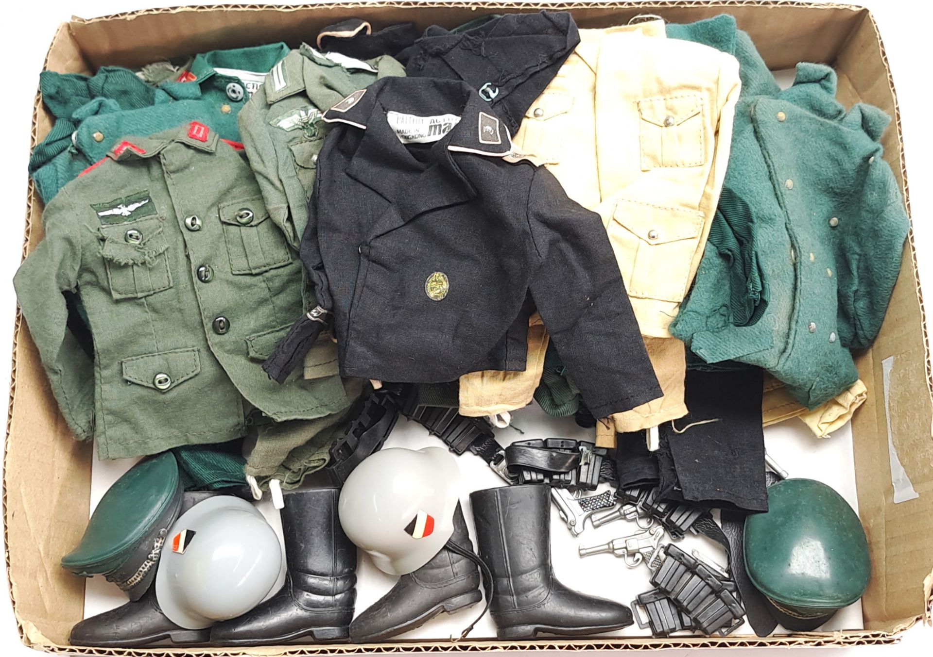 Palitoy Action Man vintage German forces related, loose clothing/accessories to include various p...