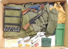 Palitoy Action Man vintage loose clothing/accessories to include guns, various part outfits, helm...