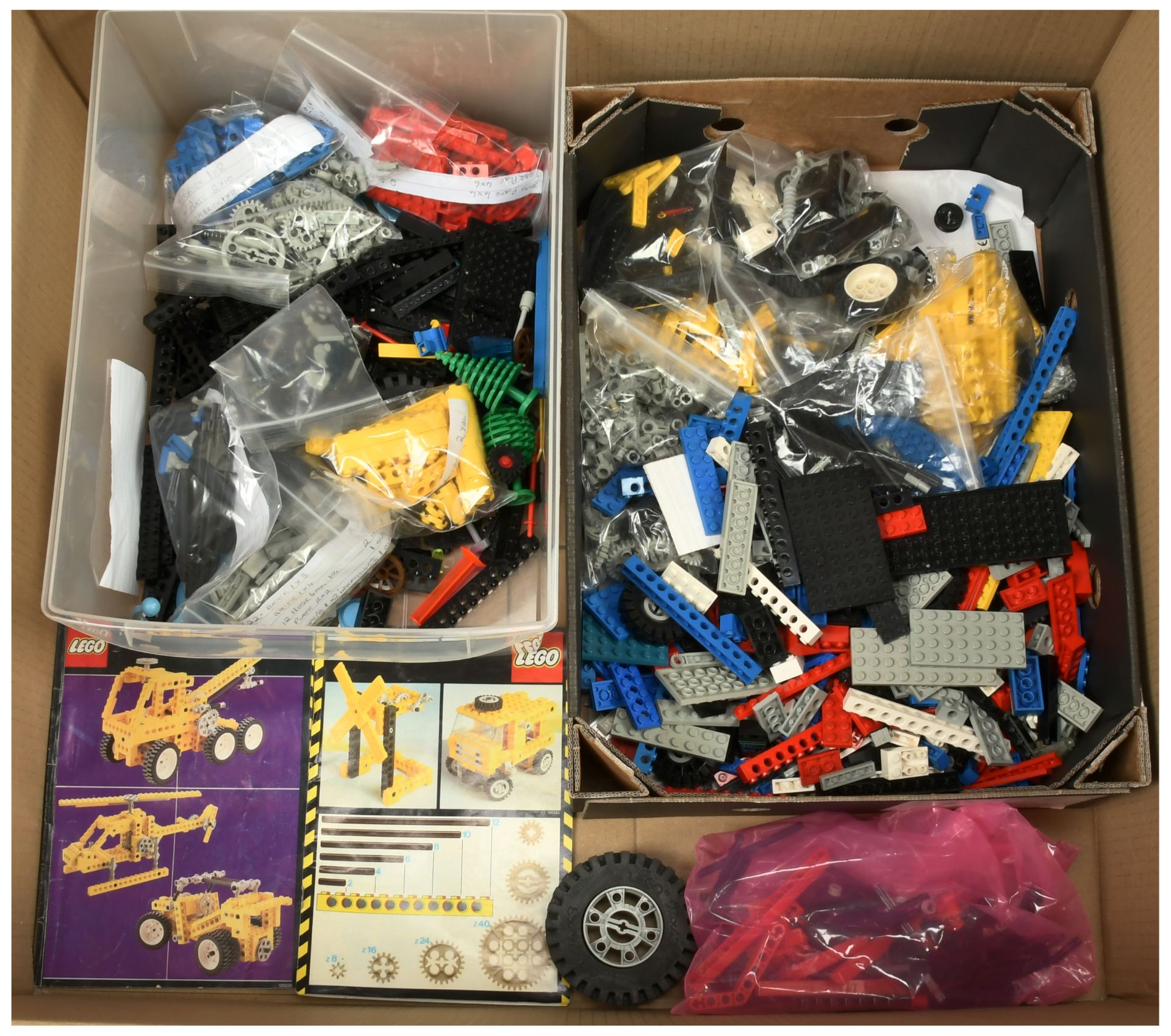 Lego Technic a quantity of loose parts & sorted parts in bags with part numbers, with instruction...