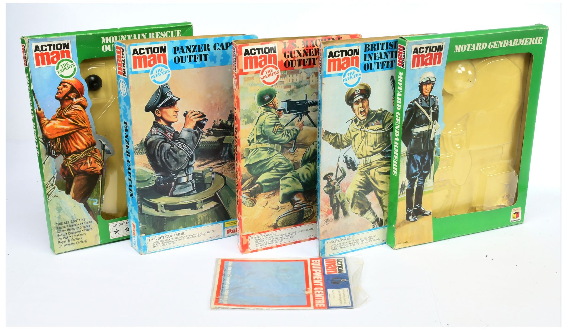 Palitoy (or similar) Action Man Vintage a group of EMPTY cards including Panzer Captain Outfit, M...