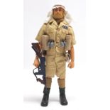 Palitoy Vintage Action Man Long Range Desert Group, blonde flock hair and beard, blue pants, eagl...