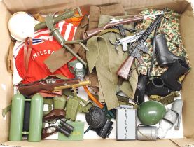 Palitoy Action Man vintage loose clothing/accessories to include guns, various part outfits, helm...