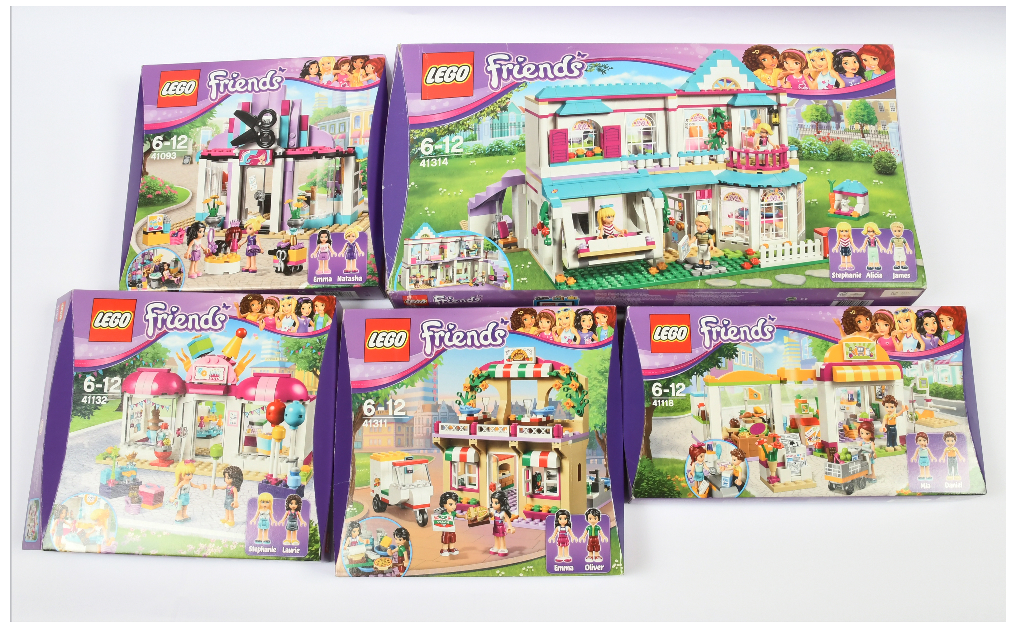 Lego Friends Group (1) 41314 Stephanie's House (2) 41093 Heartlake Hair Salon (3) 41118 Supermark...