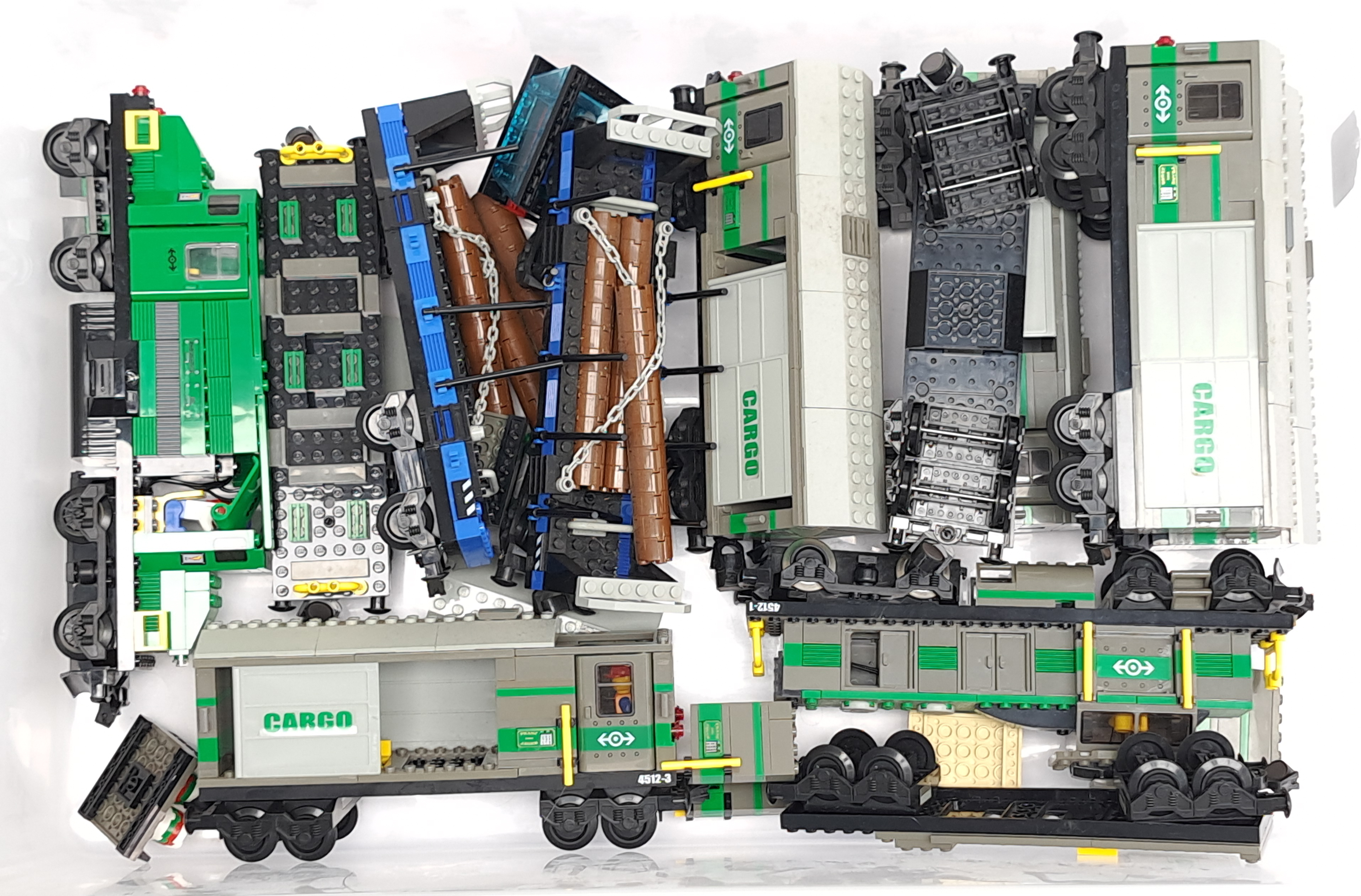 Lego Railway a mixed group of items including green and black Cargo Locomotives & similar rolling...