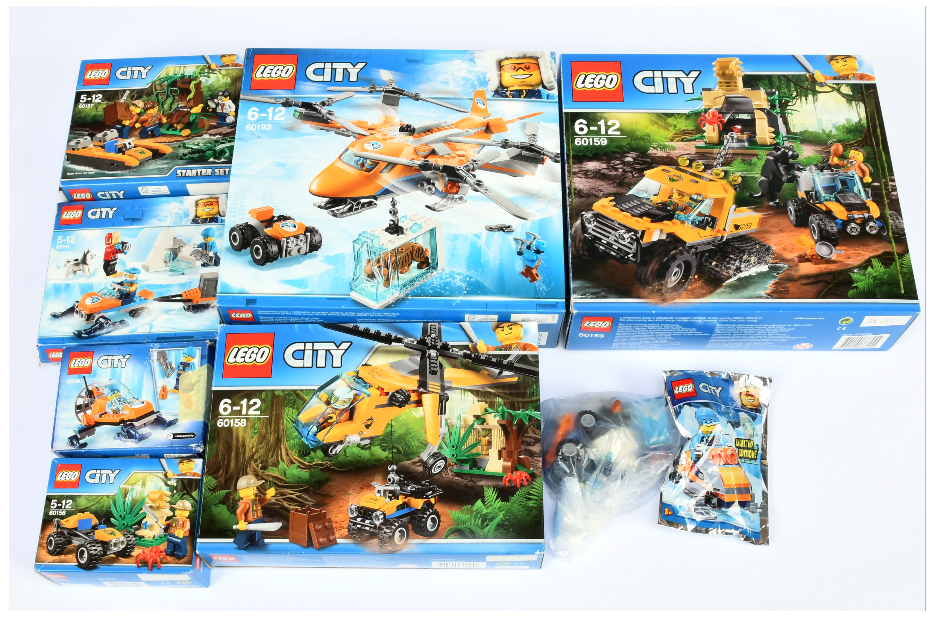 Lego City Explorer Group to include 60159 Halftrack Mission; 60158 Jungle Cargo Helicopter; 60193...