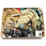 Palitoy Action Man vintage loose clothing/accessories to include guns, various part outfits, helm...