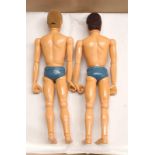 Palitoy Action Man vintage pair of dynamic eagle-eyed figures/loose/undressed, generally Good Plu...