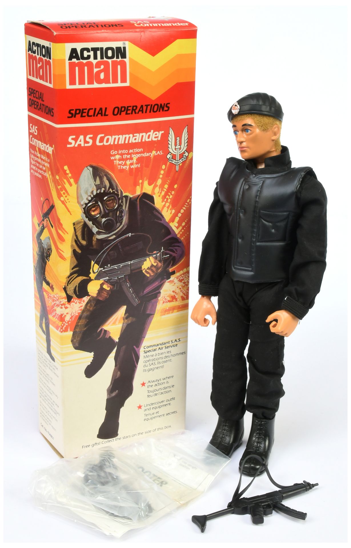 Palitoy Action Man Vintage Combat Division SAS Commander - dynamic body with suit, flak jacket, h...