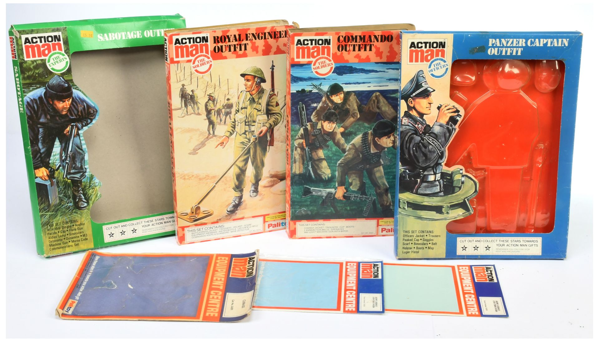 Palitoy (or similar) Action Man Vintage a group of EMPTY cards including Panzer Captain Outfit, R...