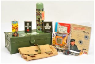 Action Man group of related merchandise including Hasbro Ammo/Kit storage box, Hasbro Secret Comb...