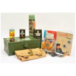 Action Man group of related merchandise including Hasbro Ammo/Kit storage box, Hasbro Secret Comb...