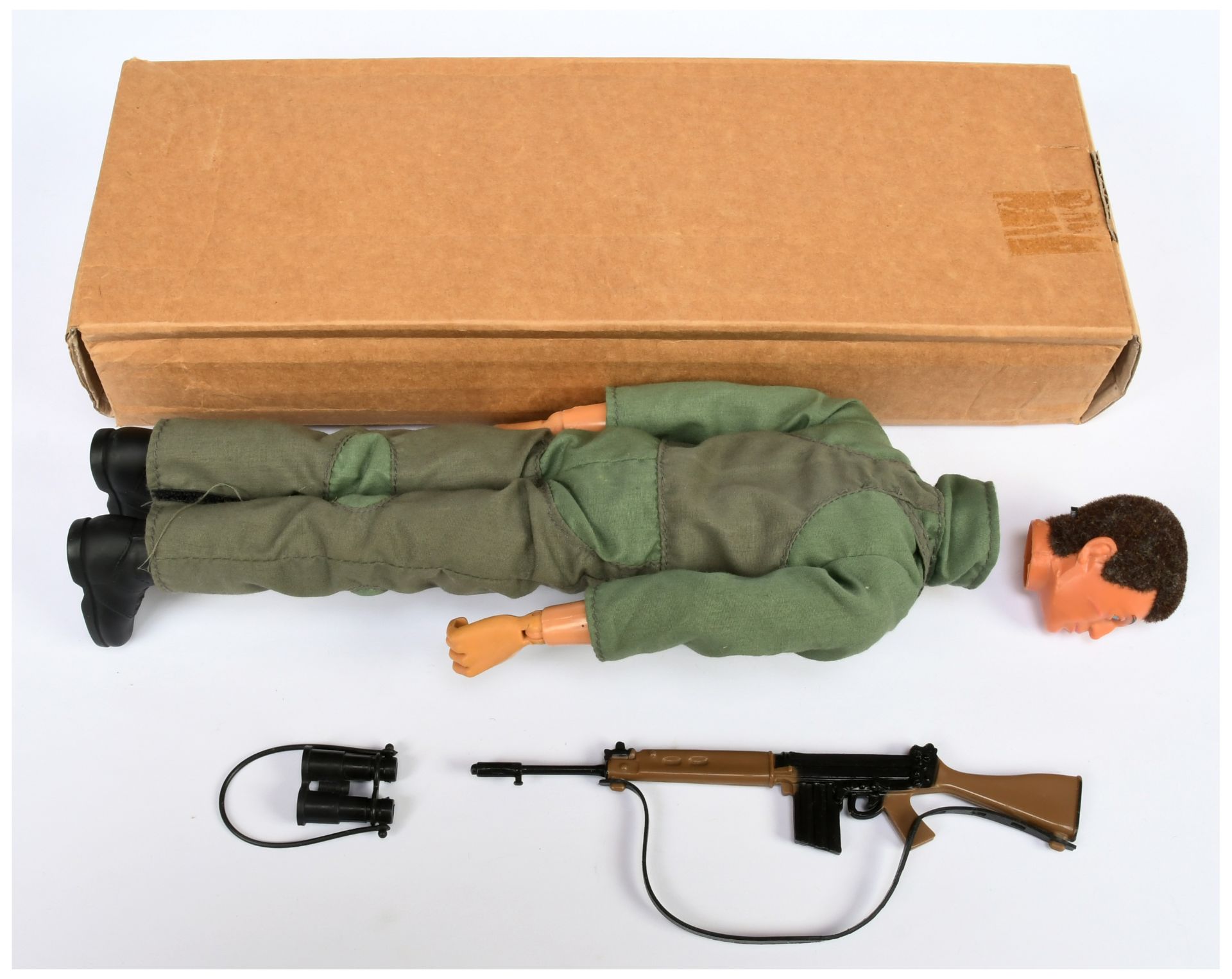 Palitoy Action Man vintage figure - dynamic body with SLR rifle and binoculars, appears to be dre... - Image 2 of 2