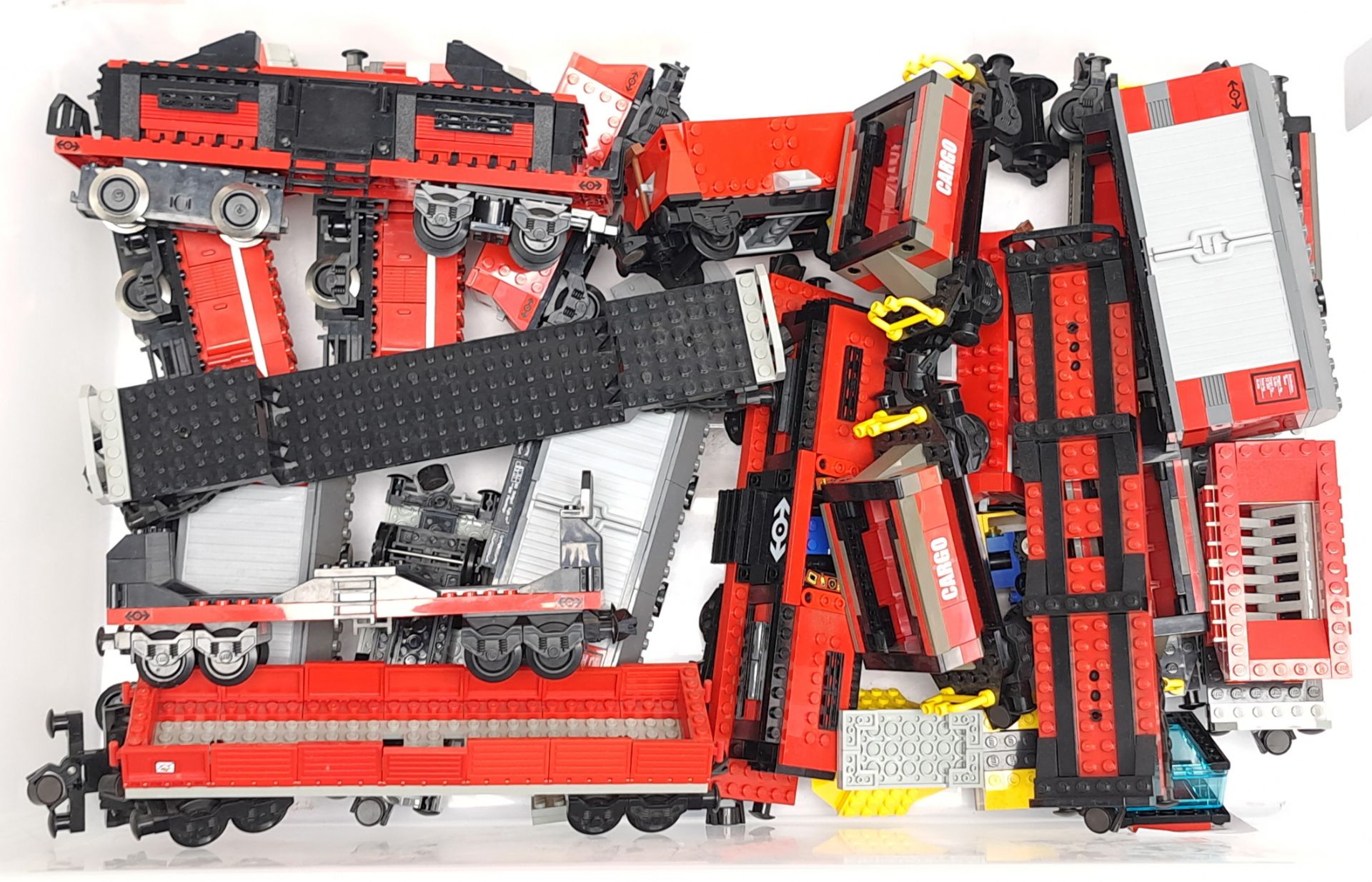 Lego Railway a mixed group of items including two red and black Diesel Type Shunter, similar  Rol...