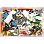 Lego a large unboxed quantity of loose items to include various colour parts, part built models, ...