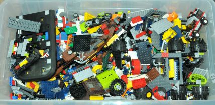 Lego a large unboxed quantity of loose items to include various colour parts, part built models, ...