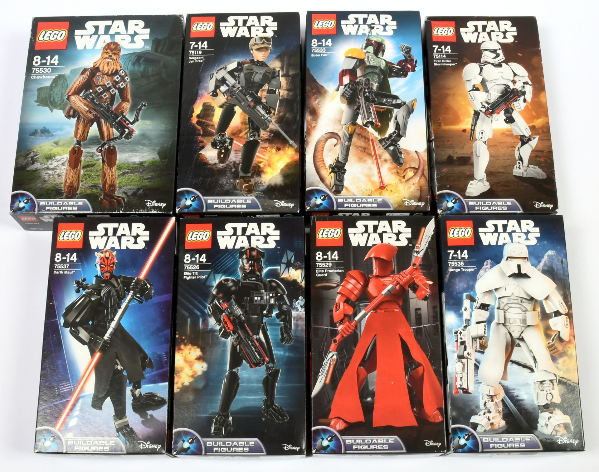 Lego Star Wars Buildable Figures x 8, includes 75114 First Order Stormtrooper, 75530 Chewbacca, 7...