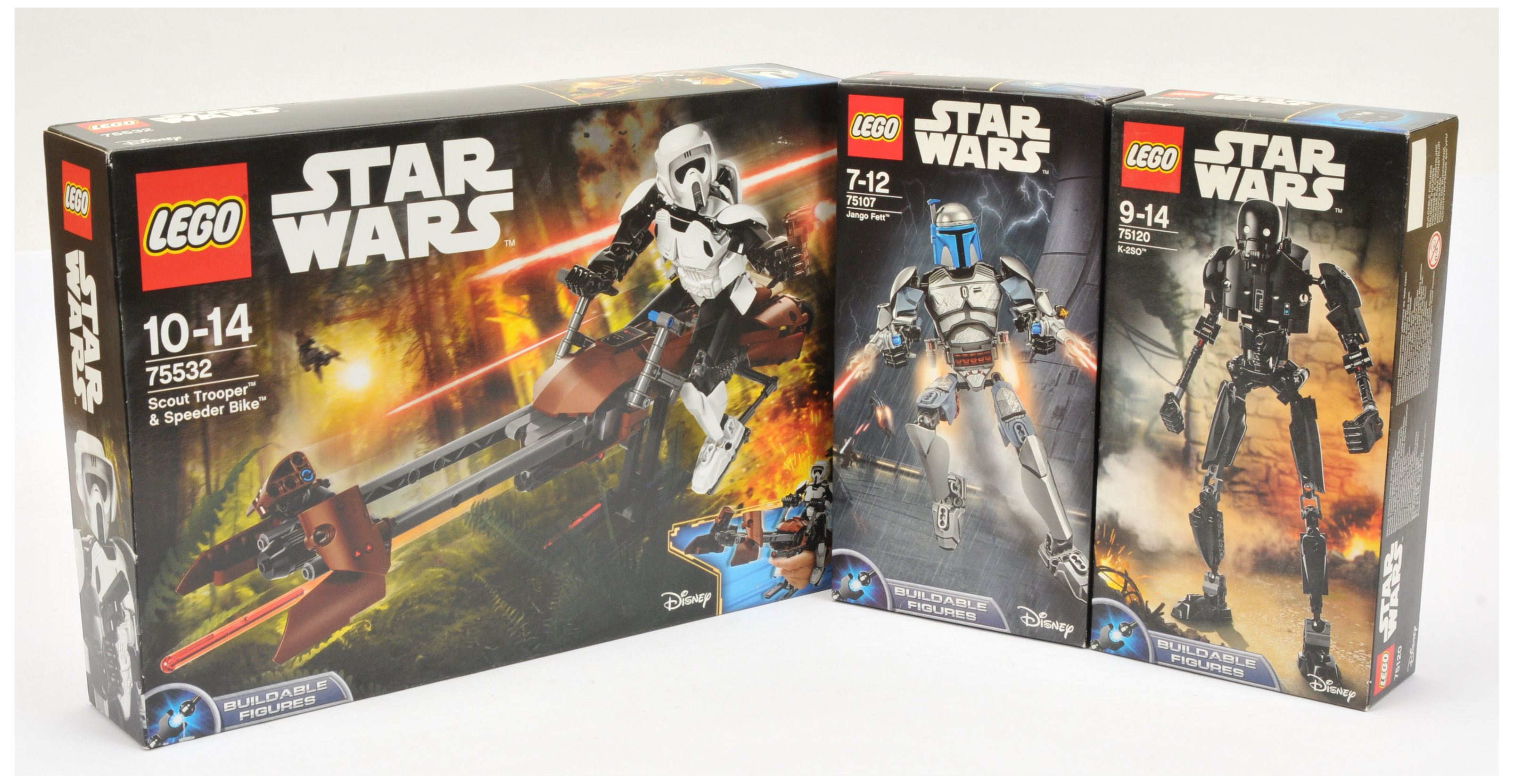 Lego Star Wars sets to include (1) 75532 Scout Trooper & Speeder Bike, (2) 75107 Jango Fett, (3) ...