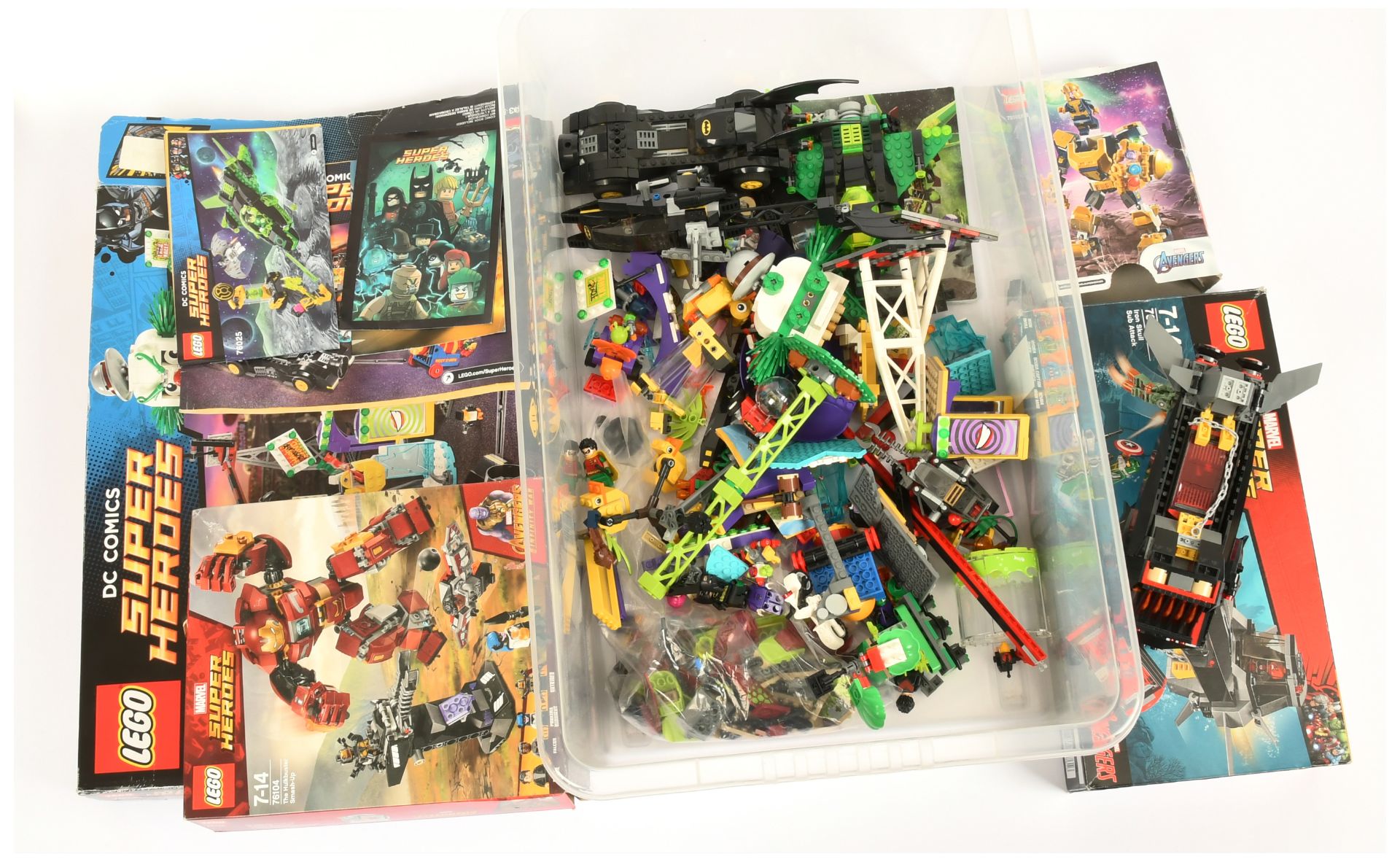 Lego mixed Group of Built models & Minifigures including 7605 Batman - Jokerland; 76048 Iron Skul...