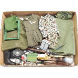 Palitoy Action Man vintage loose clothing/accessories to include guns, various part outfits, cook...