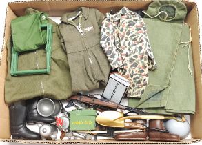 Palitoy Action Man vintage loose clothing/accessories to include guns, various part outfits, cook...