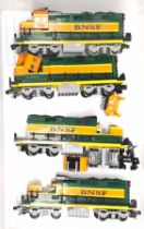 Lego Railway a group of Diesel Type Locomotives with "BNSF" logos,